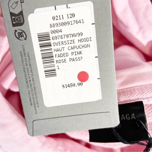 NWT Balenciaga logo-print cotton hoodie light pink - Picture 11 of 11